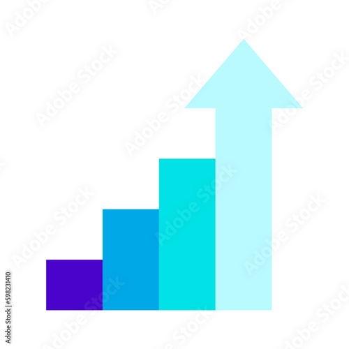 diagram chart arrow up uprising blue icon vector illustration