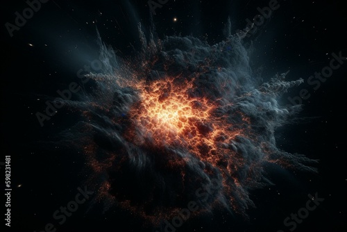 A star exploding to form a blackhole, releasing cosmic particles. Generative AI