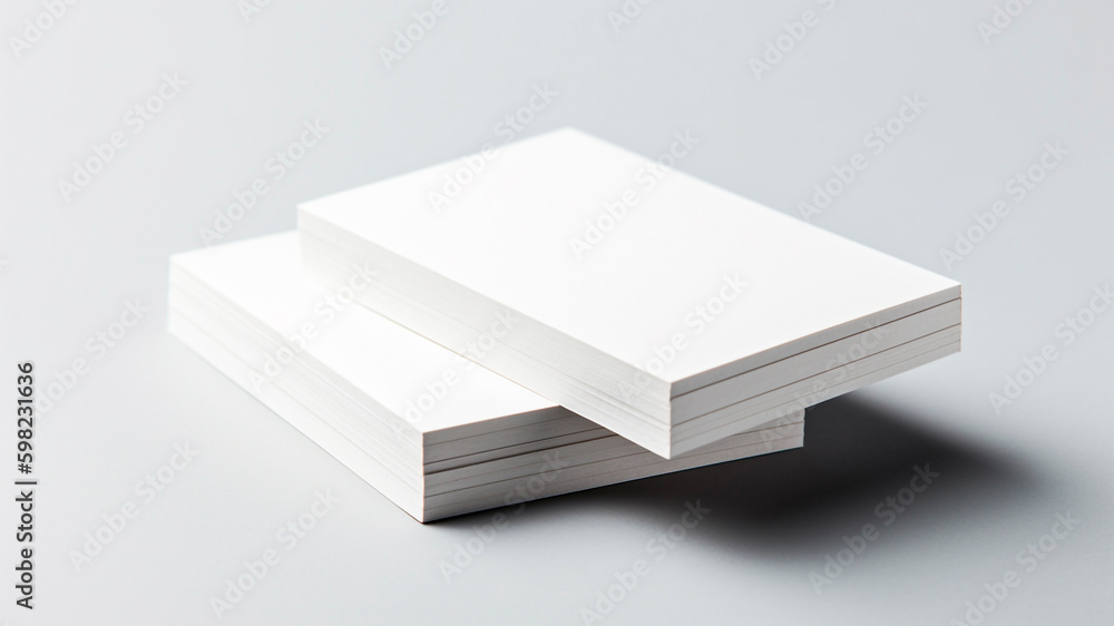 Stack of business cards isolated on white background. Mockup for branding identity. generative ai. Stack of business cards isolated on white background. Mockup for branding identity. generative ai.