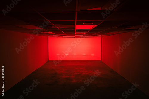 Red neon room. Background concept.