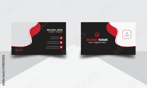 Professional visiting card design. Flat business card vector design.  Business card layout with modern design. Unique business card design. Double sided business card design. Clean advertising design.