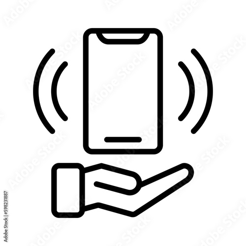 Phone outline icon for vibration, electronics, smartphone, hand, telephone logo