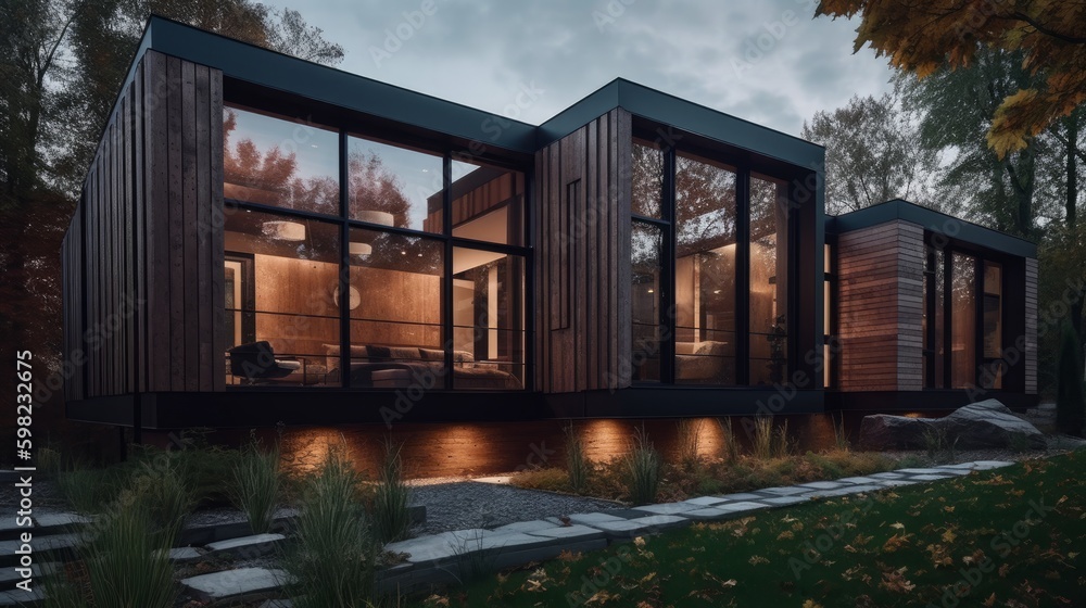 Big luxury modern house exterior. Architecture design. AI generated Big luxury modern house exterior. Architecture design. AI generated