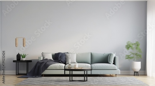 Modern Interior Design Background. Contemporary Living Room. Generative AI.