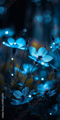 light blue flowers. Generative AI  © Kanchana