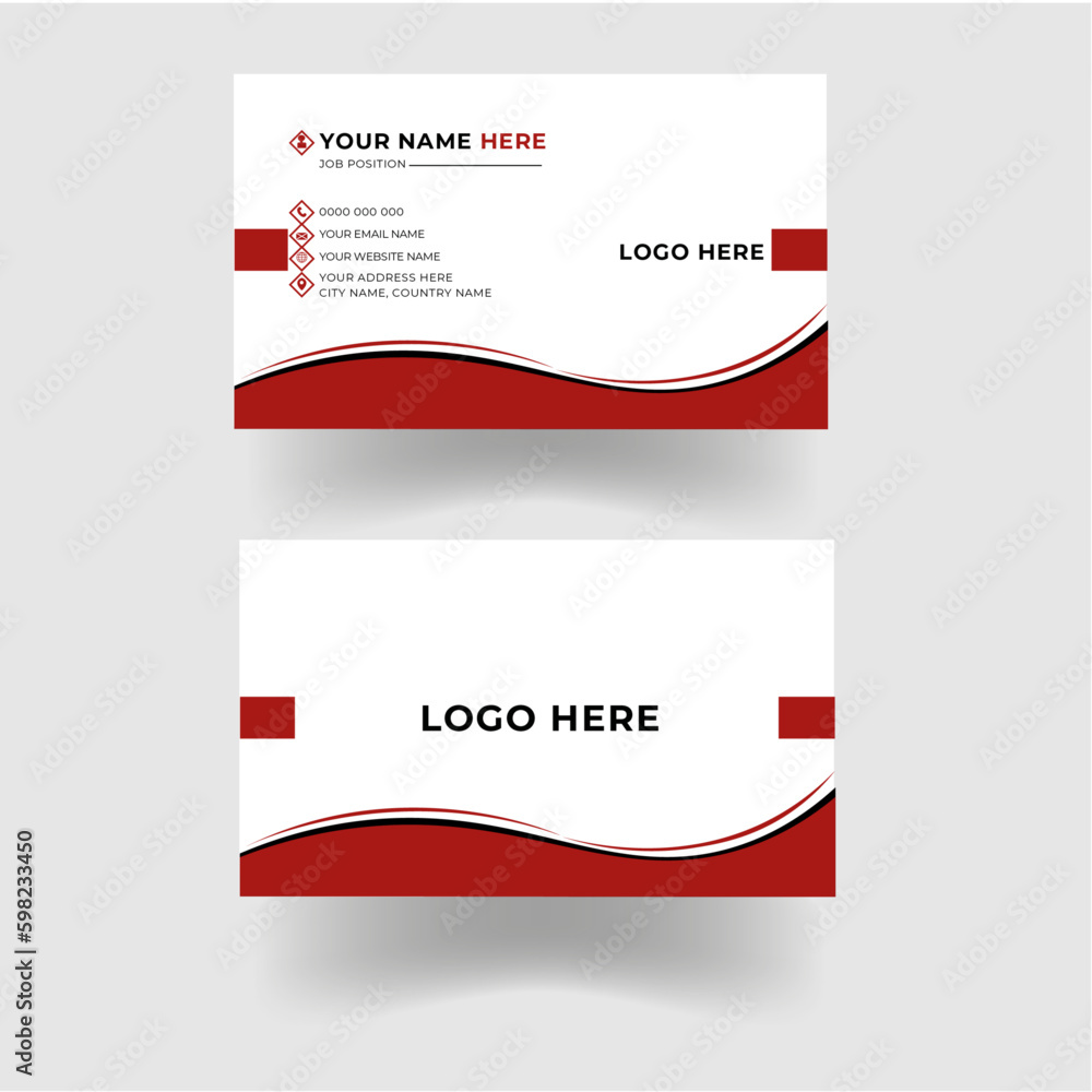Fototapeta premium template, business card, red color business card, creative business card, modern business card template, new design.