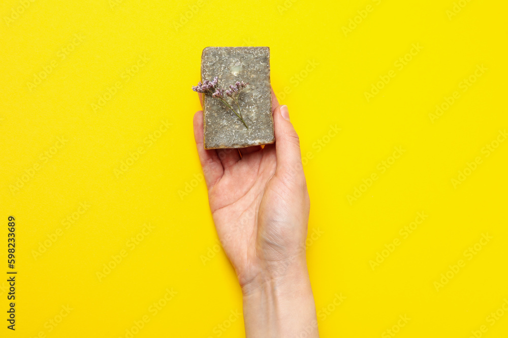 Fototapeta premium Concept of bath and skin care accessories - soap