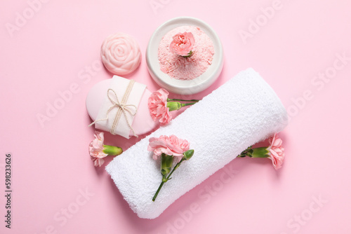 Concept of bath and skin care accessories - soap