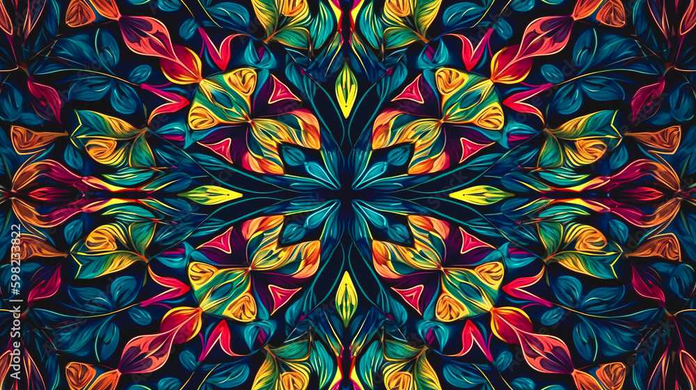 Patchwork pattern with paisley and floral Hindu style motifs, generative AI. Generative AI Patchwork pattern with paisley and floral Hindu style motifs, generative AI. Generative AI