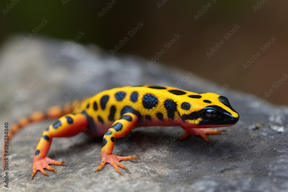 Salamander with a brightly colored pattern on its skin