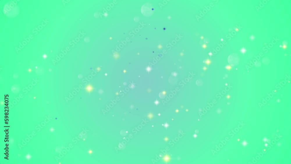 Floating star and bokeh particles on aquamarine. Abstract celebration background with floating star and bokeh particles. Floating star and bokeh particles on aquamarine. Abstract celebration background with floating star and bokeh particles.