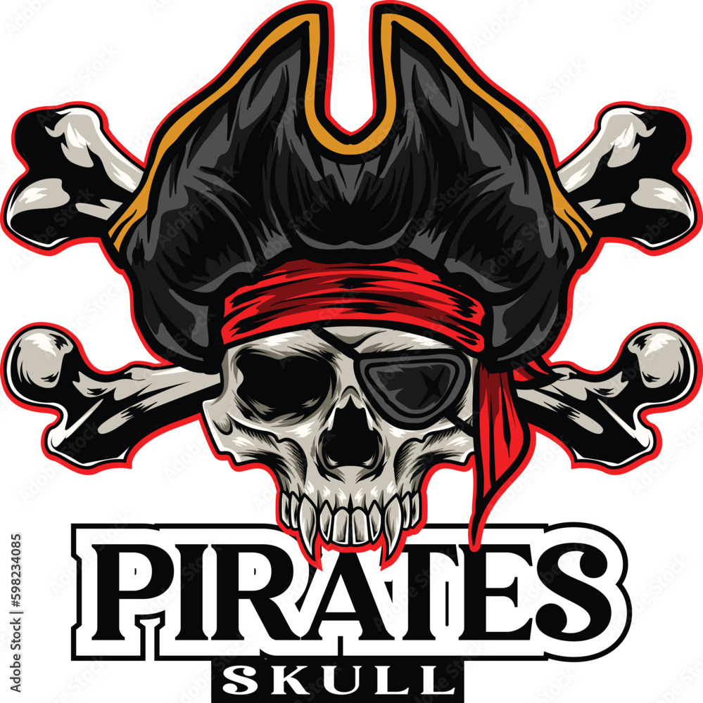 Vector illustration of pirate skull mascot logo Stock Vector | Adobe Stock