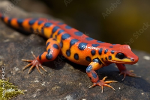 Salamander with a brightly colored pattern on its skin