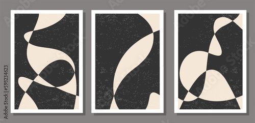 Set of minimalist design poster with abstract organic shapes composition