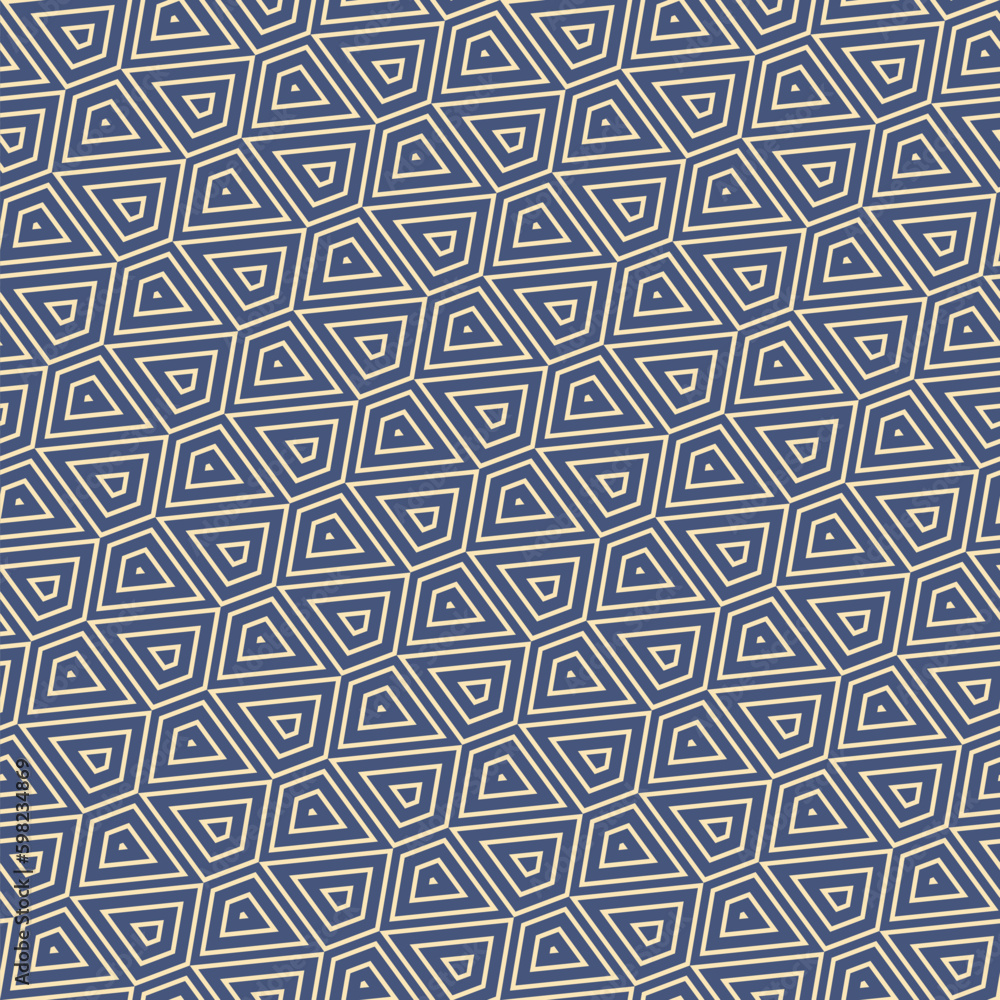 Seamless vector pattern. Concentric irregular square shapes. Monochrome background in blue and white. Graphic texture. Repeating geometric tiles. Illustration for textile, wrapping, print, and web. Seamless vector pattern. Concentric irregular square shapes. Monochrome background in blue and white. Graphic texture. Repeating geometric tiles. Illustration for textile, wrapping, print, and web.