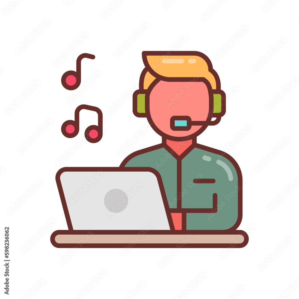 Listening Music icon in vector. Illustration