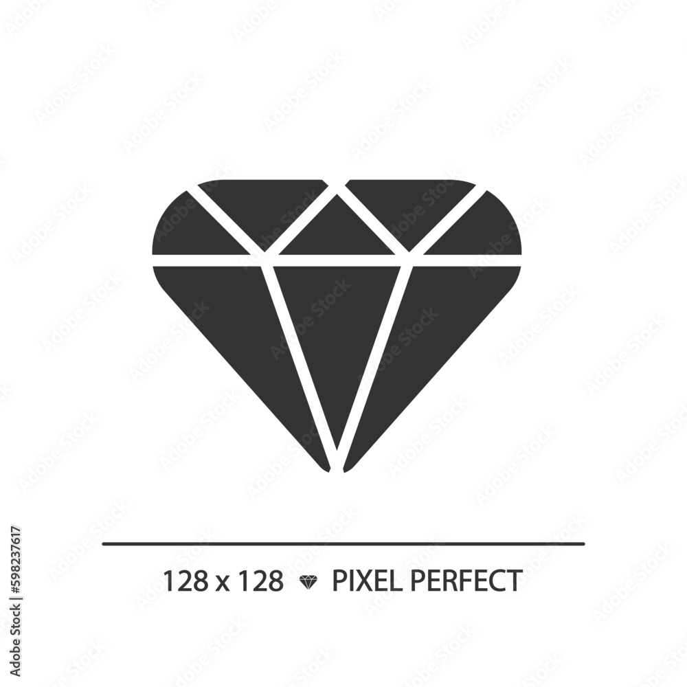 Diamond pixel perfect black glyph icon. Perfect quality of customer service. VIP product evaluation. Highest rating. Silhouette symbol on white space. Solid pictogram. Vector isolated illustration Diamond pixel perfect black glyph icon. Perfect quality of customer service. VIP product evaluation. Highest rating. Silhouette symbol on white space. Solid pictogram. Vector isolated illustration