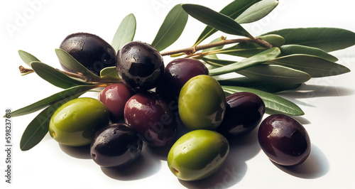 olive fruit and leaves