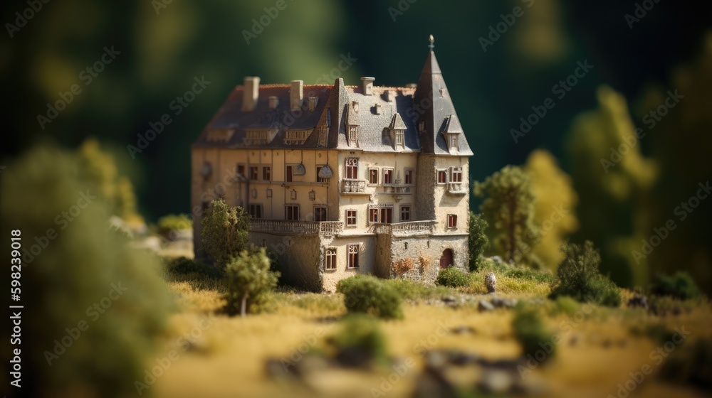 Model miniature of a castle, Ai Generative.