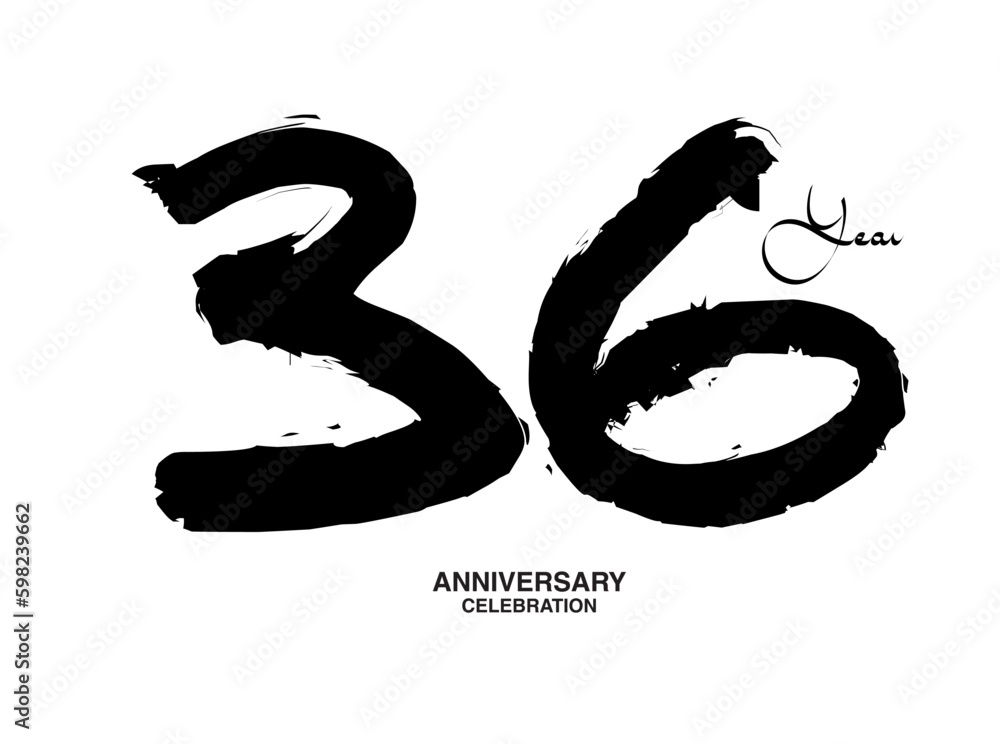 36 Years Anniversary Celebration Vector Template, 36 number logo design, 36th birthday, Black Lettering Numbers brush drawing hand drawn sketch, black number, Anniversary vector illustration 36 Years Anniversary Celebration Vector Template, 36 number logo design, 36th birthday, Black Lettering Numbers brush drawing hand drawn sketch, black number, Anniversary vector illustration
