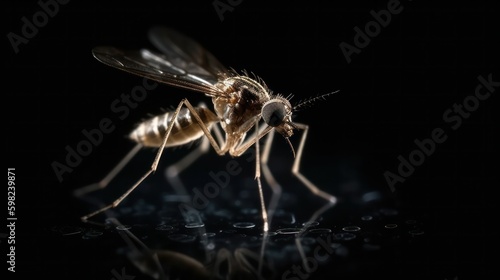 mosquito close-up on a black background.Generative AI Generative AI © Margo_Alexa