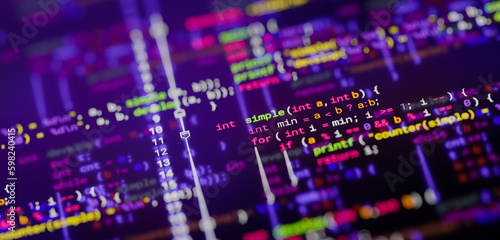 Coding programming developing typing script source languages symbols project data software engineering IT technology computer abstract screen background. 3d rendering.