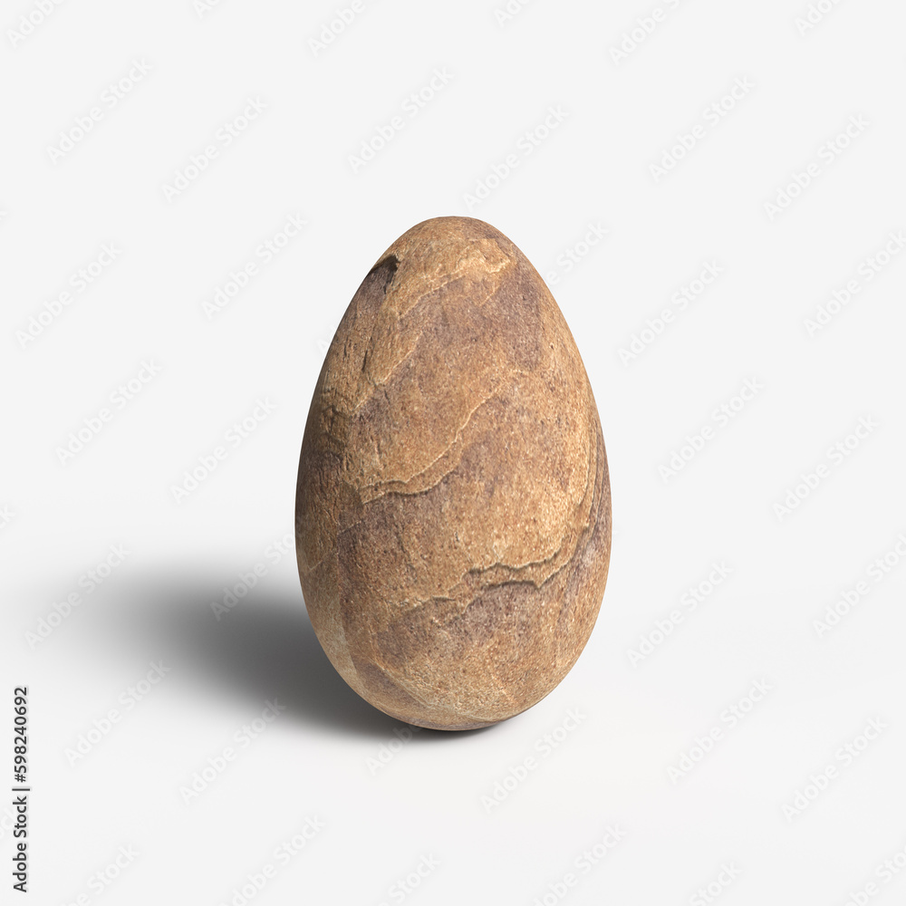 Stone Egg Standing In Clear White Background Stone Egg Standing In Clear White Background