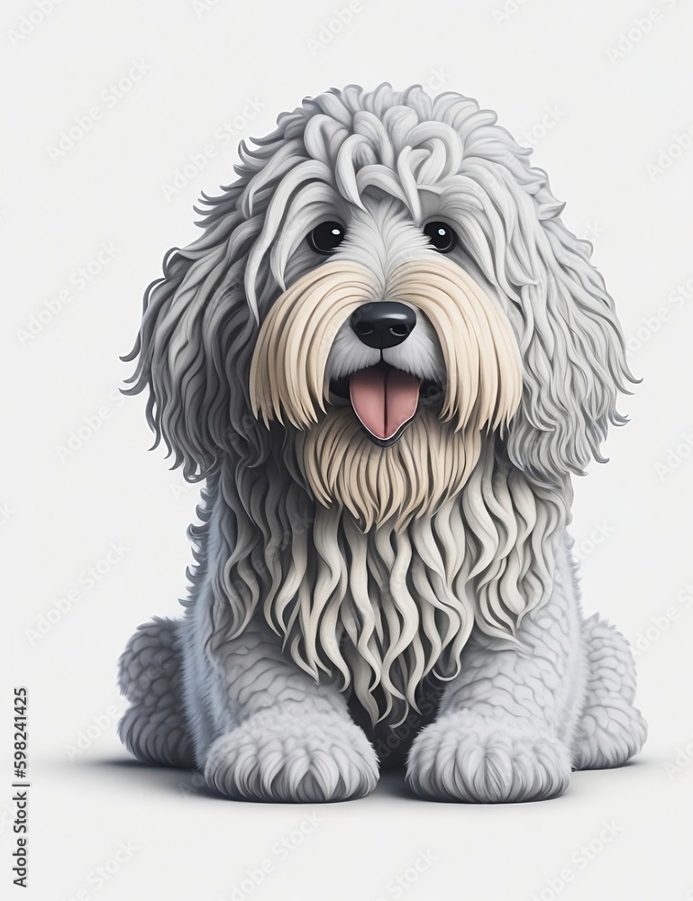 cute Komondor dog portrait can be used as a sticker, generative AI