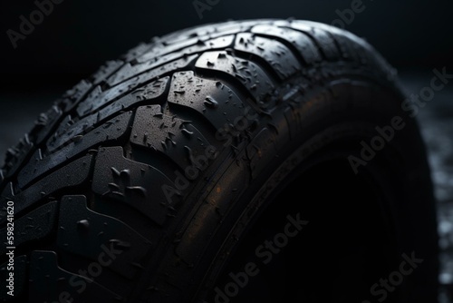 Rubber from a dark tire. Generative AI © Wren