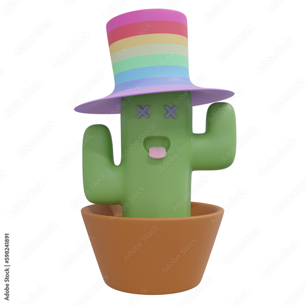 Fototapeta premium 3D rendering cactus cartoon model