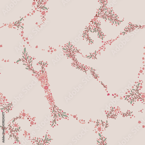 Flower blossom, elegant branches and twigs print
