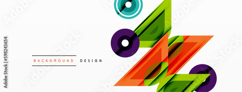 Colorful triangles and round shapes background. Template for wallpaper, banner, presentation, background