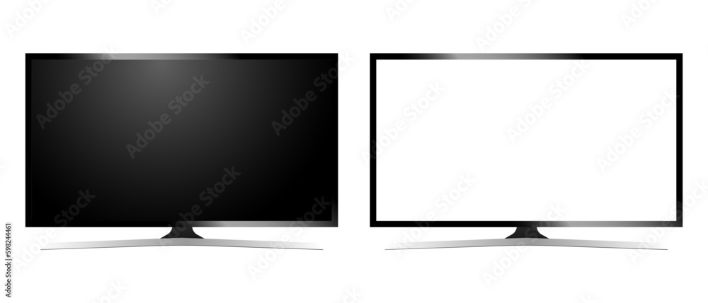 Modern TV set on isolated background. Vector realistic tv template. Modern TV monitor. Vector EPS 10