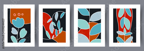 Still life flowers surreal petals wall art print. Collection, set. Printable minimal abstract flowers poster. Contemporary decorative background with petals. Wall artwork for interior Generative AI