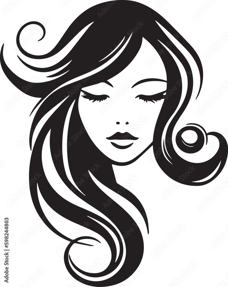 Beauty face vector illustration. Vector logo design for beauty salon or hair salon or cosmetic design