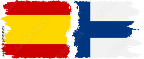 Finland and Spain grunge flags connection vector