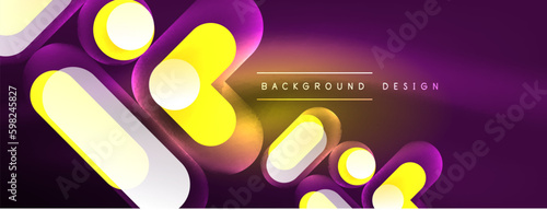 Neon circle abstract background. Template for wallpaper, banner, presentation, background