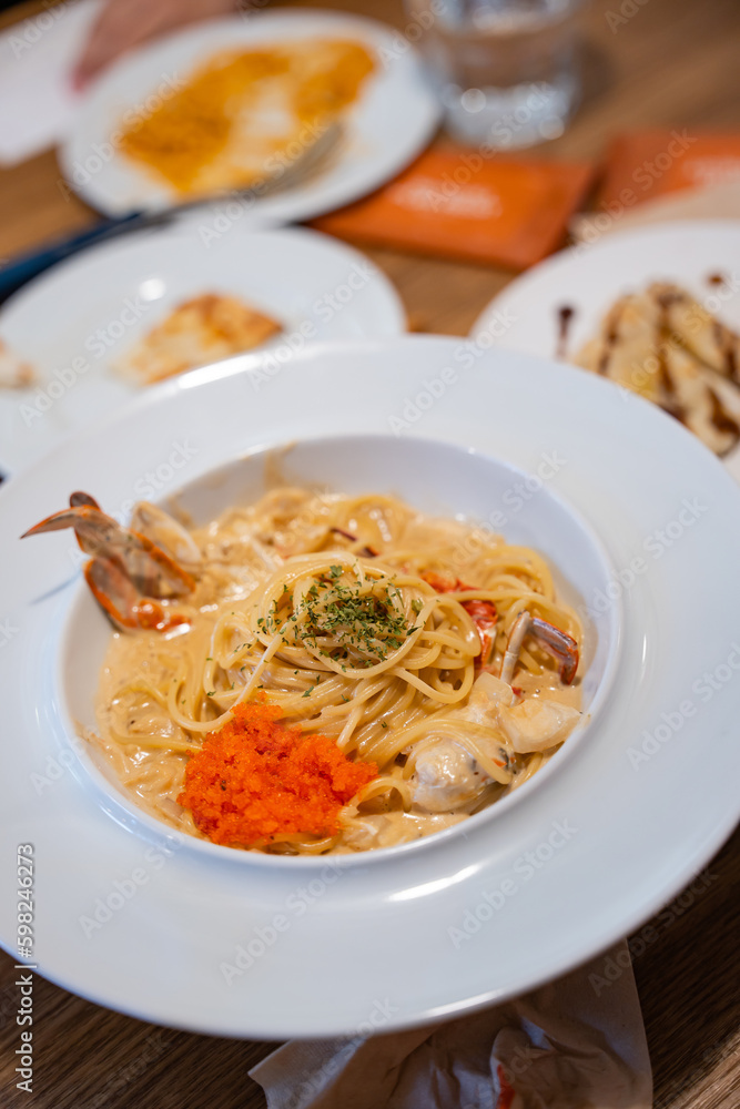 Korean soft shell crab and shrimp cream pasta Korean soft shell crab and shrimp cream pasta