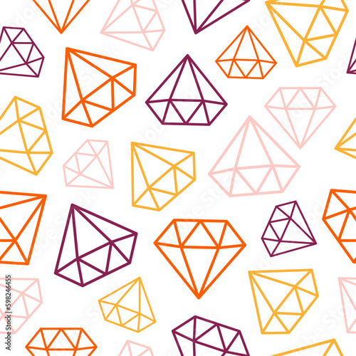Seamless pattern with colorful outline diamonds