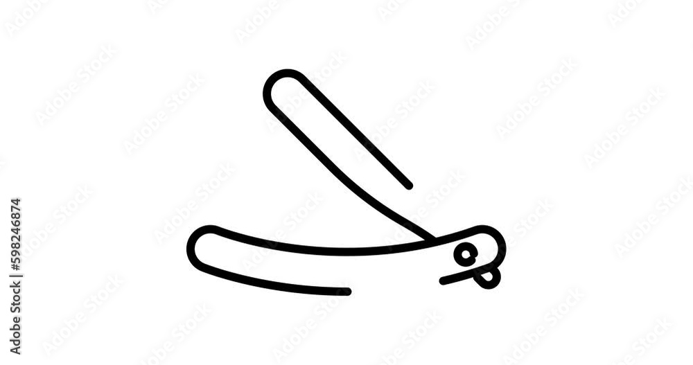straight razor animated outline icon on white background. straight razor 4k video animation for web, mobile and ui design straight razor animated outline icon on white background. straight razor 4k video animation for web, mobile and ui design