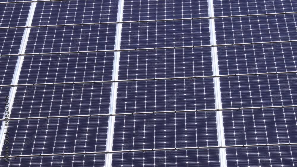 solar panels on the roof building, close-up. camera movement along solar panels solar panels on the roof building, close-up. camera movement along solar panels
