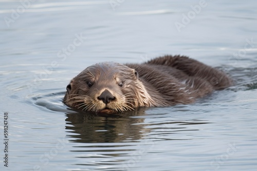 An otter floating on its back in the wate