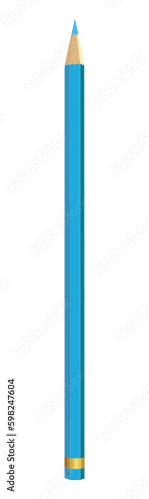 Blue pencil for drawing isolated on white background with clipping path, cyan pencil colour Blue pencil for drawing isolated on white background with clipping path, cyan pencil colour