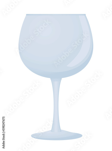 Empty gin tonic glass on white background, vector