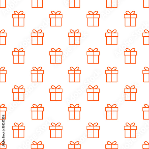 Seamless pattern with orange giftbox