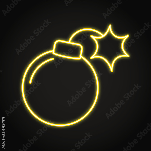 Round bomb neon line icon