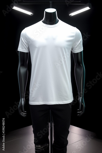 white t-shirt on vantablack street style inspired mannequin