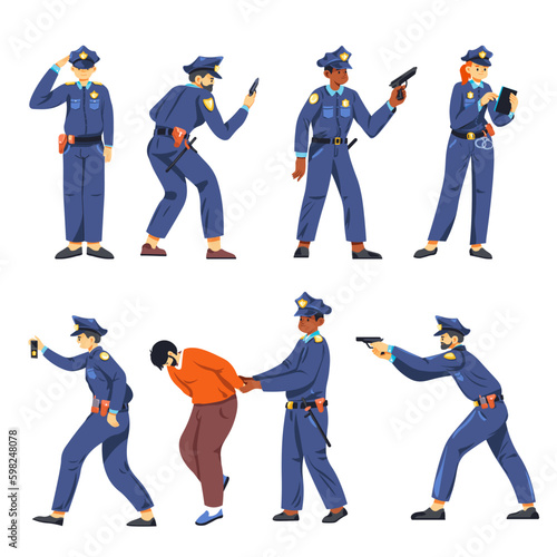 Police officers and coppers arresting crimials