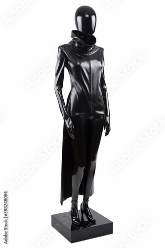 female mannequin, vantablack on clean white background