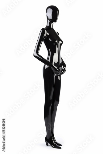 female mannequin, vantablack on clean white background